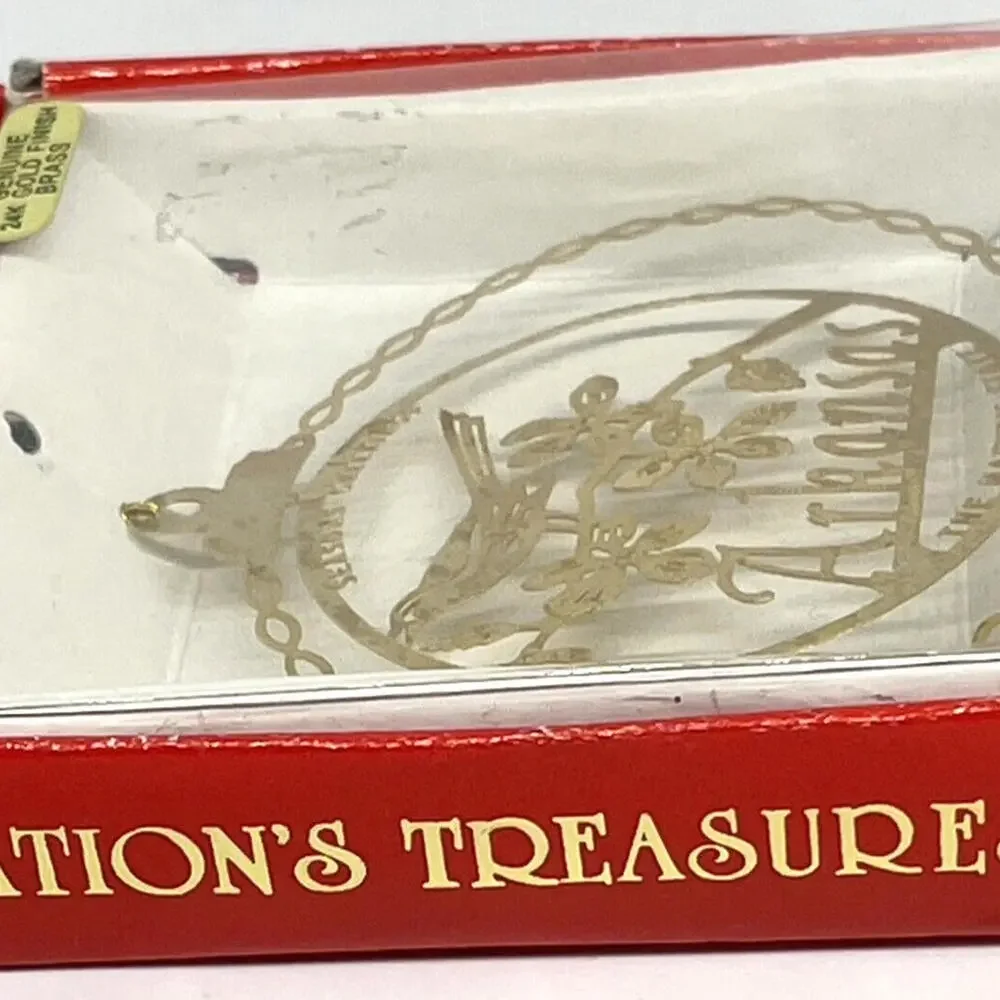 Arkansas The Natural State 24k Gold Plate‎ Brass Christmas Ornament